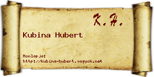 Kubina Hubert névjegykártya
